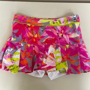 Trina Turk Tennis Skirt Bright Floral Neon Large